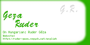 geza ruder business card